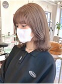 大人可愛い20代30代40代レイヤーボブ×ミルクティーベージュ