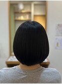 ショートボブ/黒髪スタイル/アッシュカラー