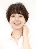 前下がりショート・ボブ/パーマ/前髪なし/30代/40代/50代/長め