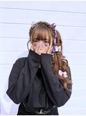 推し活ヘアメイク　サイドポニー　リボン　ティアラ　姫ヘア