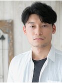 七三分けかき上げ黒髪スマートマッシュY上尾