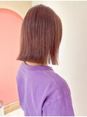 横浜ペールピンクベージュカラータッセルボブ切りっぱなしボブ