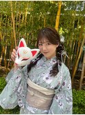 浴衣ヘア ツインテール 編みおろし 編みおろしツイン 浴衣
