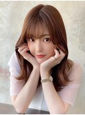 デジタルパーマ前髪パーマ韓国くびれミディアムチェリーブラウン