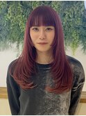 美髪シアーカラーピンクブラウンショートカット切りっぱなしボブ