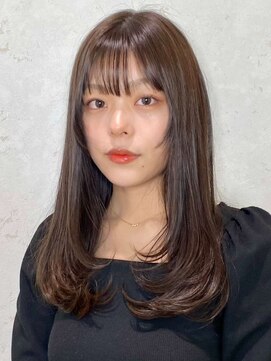 ニーフ 恵比寿(neaf) くびれヘアアプリコットオレンジハイライトカラー