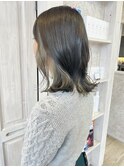 福山市Caaryコントラストインナーカラー耳かけくすみ春カラー