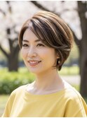白髪ぼかしハイライトブリーチミルクティーベージュ