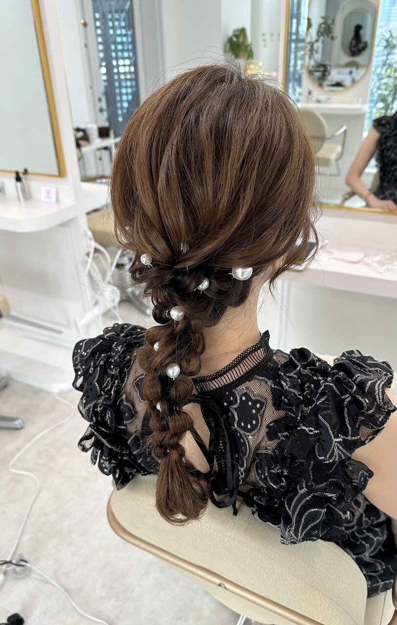 編み下ろし☆もこもこアレンジ☆ヘアセット☆結婚式ヘア：L173797682