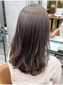 ピンクベージュ*透明感カラー*レイヤーカット*セミロングヘア