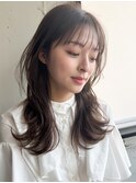 前髪小顔カット愛されくびれヘアハイライトカラーセミディ