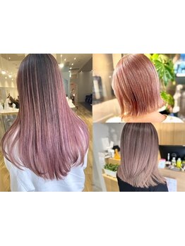 <ケアブリーチ×ハイライトで魅せる>髪質改善*ツヤ感デザインカラー大人気[西田辺縮毛矯正/men's/学割U24]