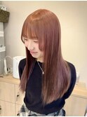 ピンクベージュ　ケアブリーチ2回　ハイトーン　ロング横浜★