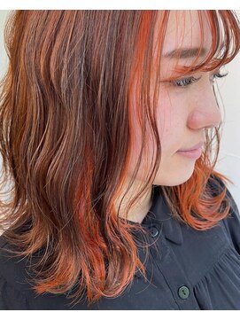 エンレイ(enRei) フェイスフレーミングインナーカラー暖色系オレンジミディアム