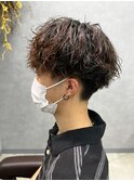 ツイストスパイラルパーマメンズパーマ波巻きパーマツーブロック
