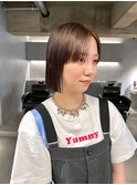 デザインカラーレイヤーカットウェットヘア夏オリーブベージュ