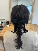 ベロアリボンの編み下ろし