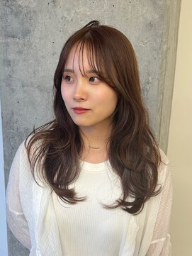 ミリ(mm) 柔らか透明感◎王道レイヤー×ブリーチ無しグレージュ/10代20代