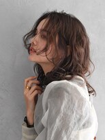 アース 焼津店(HAIR&MAKE EARTH)&nbsp;大人モードミディアム×無造作ウェーブ×ブラウン