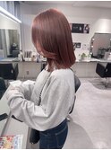 切りっぱなしピンクブラウンピンクベージュミルクティー