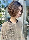 大人前髪なしショートボブショートヘア丸みショート30代40代50代