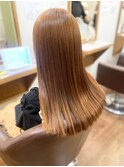 30代40代50代/ 艶髪ストレート/オレンジカラー