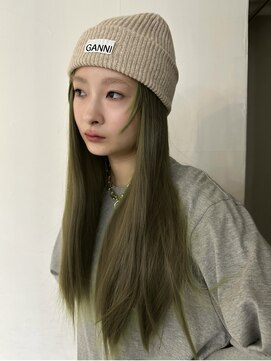 メゾンアクア 表参道(Maison ACQUA) ☆ブリーチなしダブルカラー オリーブ オリーブベージュ ボブ