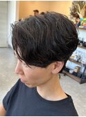 栃木メンズパーマメンズカットセンターパートメンズマッシュ緩め