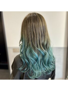 アルメリア 池袋(Arumeria) グラデーションターコイズグリーンミディアム10代20代30代