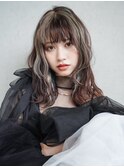 デザインカラー前髪カット韓国ヘア顔周りレイヤー_F20996