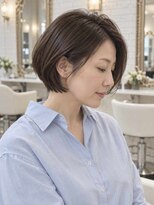 ノーブル 白金台店(Noble by PROGRESS)&nbsp;☆前髪あり耳掛け丸みくびれ大人ショートボブ30代40代50代☆