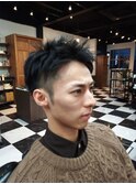 サイドパートかき上げフェード2ブロックショート