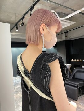 リンドトウキョウ ウメダ(LINDO TOKYO) my16_ミニボブ×ミルクティーピンクベージュ/Wカラー