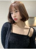 韓国ガールのタンバルモリボブ*切りっぱなしボブ透明感ベージュ