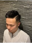 ツイストパーマ七三オールバックサイドグラデーション