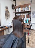 大人可愛い美シルエット透け感ストレートロング縮毛矯正