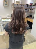 セミロング×オレンジブラウン