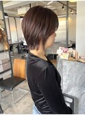 大人の肩上レイヤーonミディボブとピンクラベンダーカラー