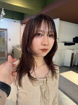 ハル ヘアスタジオ(haRu hair studio) ミディアムレイヤー×ピンクカラー