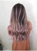 モーブピンク×コントラストバレイヤージュ