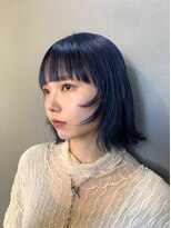 ペネロープ(Penelope) 切りっぱなしボブ ネイビーブルーカラー 新宿penelope福田