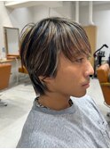 メンズマッシュブリーチカラーブロンドカラーハイライトカラー