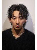 ダークアッシュ波巻きパーマ波巻きセンターパート韓国マッシュ