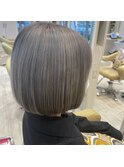 ボブミニウルフ透明感シルバーアッシュグレージュカラー