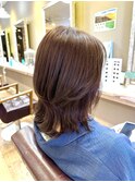 ミディアムストレート外ハネボブ大人ショート切っぱなしボブ