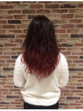 イコール 千葉(equal) コテ巻きヘア/グラデーションカラー/ワインレッド/[千葉]