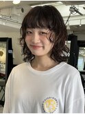△ウルフパーマレイヤーパーマ癖毛風パーマオリーブベージュ