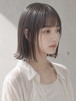ヴェイン 渋谷(vain)&nbsp;切りっぱなしボブ シースルーバング 髪質改善 グレージュカラー