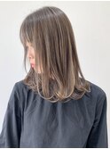 【FOLK】透明感ハイライトグレージュ☆似合わせ内巻きミディ♪