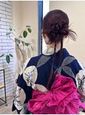 浴衣ヘアアレンジ大人可愛い三つ編みアップヘア20代30代